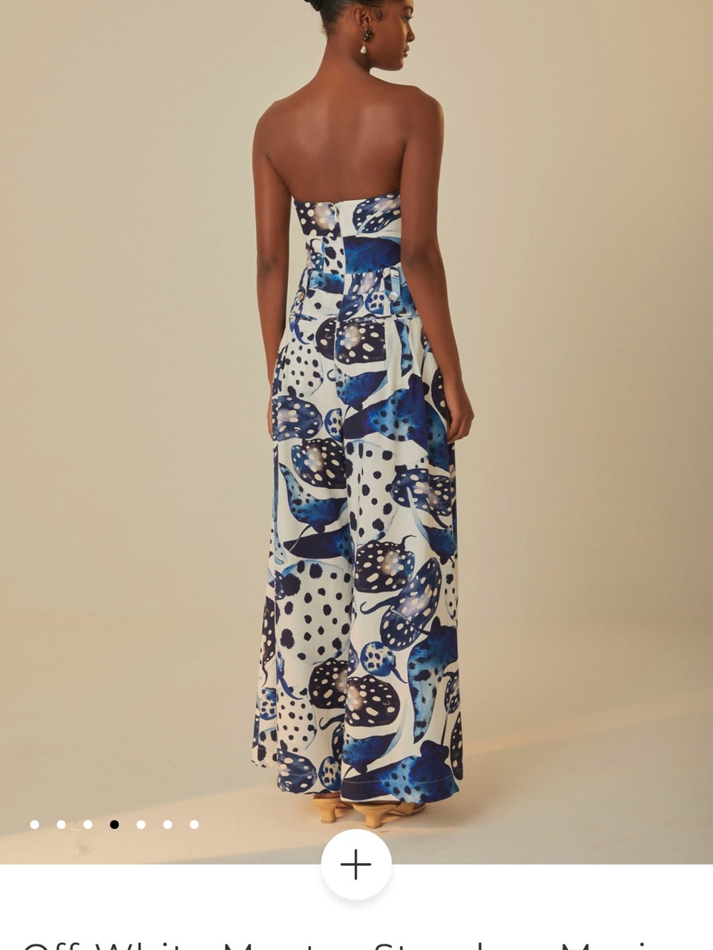 Farm Rio Blue & White Abstract Strapless Wide-Leg Jumpsuit - Picture 4 of 7